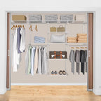 Homde Closet Organizer System Wall Mounted, 4-8 Ft. Adjustable and Expandable Metal Wire Shelving , Custom DIY Wardrobe Kit with Shelf, Clothes Hanging Rods,White
