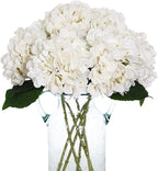 Kimura's Cabin 6pcs Faux White Hydrangeas Fake Flowers Artificial Silk Hydrangea Flower With Stems Bouquets Arrangement for Home Table Centerpieces Wedding Baby Shower Birthday Party Decoration(White)