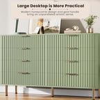 GarveeHome 8 Drawer Dresser for Bedroom, Fluted 55 in Wide Modern Chest of Drawers with Deep Drawers, Wooden Dresser Organizer for Living Room, Hallway, Kids Room, Green