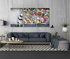 Novatique Graffiti Canvas Wall Art Banksy Wall Art Modern Pop Behind the Curtain Graffiti Painting Canvas Print for Living Room Bedroom, 24"x 36"x 3Pcs