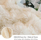 XeGe Plush Shaggy Duvet Cover Set, Luxury Ultra Soft Crystal Velvet Fluffy Bedding Sets 2 Pieces(1 Faux Fur Furry Comforter Cover + 1 Fuzzy Faux Fur Pillowcase), Zipper Closure(Twin, Light Beige)