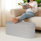 43.3 Inches Collapsible Ottoman with Storage, Bench with Storage Ottoman for Living Room, Bedroom & Entryway-Grey