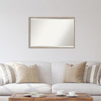 Amanti Art White Wall Mirror 25x37 Hardwood Wedge White Wash Rectangle Bathroom Mirror for Wall Decor Living Room, Large Country Rustic Wood Frame, Hangs Horizonally and Vertically, Bathroom Decor,