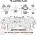 Recliner Sofa Covers 100% Waterproof Velvet L Shape Recliner Couch Covers for Sofa Pets Washable Anti Slip Recliner Slipcovers with Pockets (5 Seat Sofa with 1 Console, Brown)