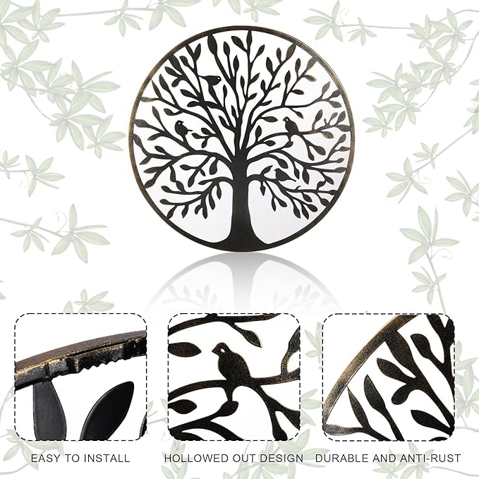 Bdor 20-Inch Tree of life wall art, Metal wall art decor, steel roots decor Perfect for Birthdays, Weddings, Anniversaries, Housewarming Gifts for Indoor Outdoor Metal Wall Decor (Classic Style)