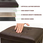 ALASDO Storage Ottoman Footrest Stool Small Ottoman with Storage Foldable Ottomans Foot Rest Footstool Bench for Living Room 17x13x13inches Brown