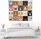 VUMIVI Dog Tapestry Funny Cartoon Pet Patterns Colorful Illustrations Square Animals Tapestry Wall Hanging for Living Room Bedroom Dorm Classroom Aesthetic Decor W60xL50in
