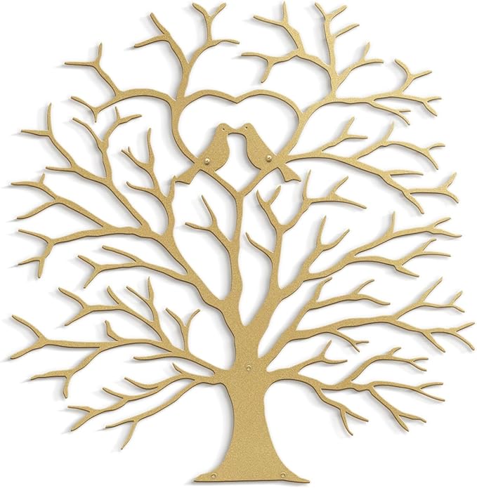 SIGNLEADER Metal Wall Art Decor Heart-Shaped Tree of Love Abstract Wall Sculpture Hangings Home Decoration for Living Room, Bedroom, Bathroom, Kitchen, Outdoor - 24" Gold