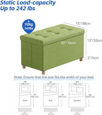 BRIAN & DANY 30 Inches Folding Storage Ottoman Bench, Ottoman with Storage Bench for Bedroom, Living Room, Entryway, Foot Rest with Legs, Bright Green