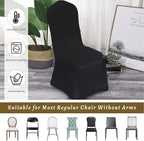 10 Pcs Black Washable Removable Universal for Wedding Party Dining Banquet Polyester Spandex Stretch Slipcovers Chair Covers