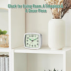 Small Battery Travel Alarm Clock, Analog Clocks for Bedrooms, Bedside Nightstand Desk Tabletop Bookshelf Clock for Bathroom Office, Maximalist Decor for Home, Silver