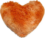 MorroMorn Fluffy Heart Throw Pillows, Shaggy Decorative Pillow for Sofa Couch Bed, Cute Room Decor Decorations for Women Girls Kids (Tie-dye Orange)