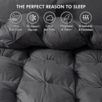 Luxurious Goose Down Feather Fiber Comforter Oversize California King Size Duvet Insert, Pinch Pleat Ruffled Twisted Flower, 108 x 98 inches, 100% Egyptian Cotton Cover, 80 oz. Fill Weight, Gray