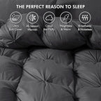 Luxurious Goose Down Feather Fiber Comforter Palatial King Size Duvet Insert, Pinch Pleat Ruffled Twisted Flower, 120 x 98 inches, 100% Egyptian Cotton Cover, 85 oz. Fill Weight, Gray