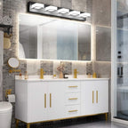 Ralbay Dimmable Matte Black Vanity Light Modern 5 Lights Acrylic Stainless Steel Vanity Wall Light Over Mirror Long LED Modern Bathroom Vanity Lighting Fixtures