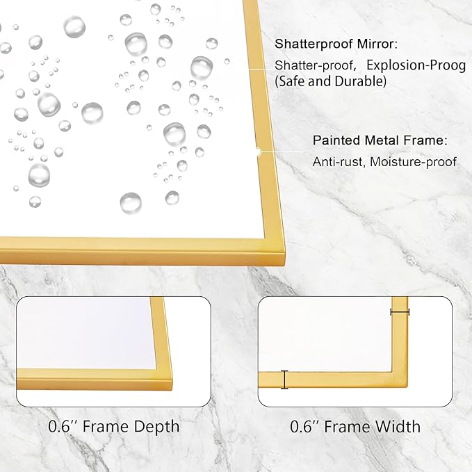 Vanity Mirror for Wall with Gold Arched Decorative Metal Frame, Scalloped Entryway Mirror for Bedroom, Bathroom, Living Room (32"x30")