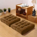 Floor Pillows Set Square Chair Cushion Pad Tufted Seat Cushions for Living Room Balconies Office Brown 18x18in