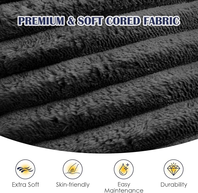 Round Pouf Ottoman,Corduroy Poufs with Memory Foam Filling for Foot Rest,Soft Footstool for Living Room,20"x 17",Dark Grey