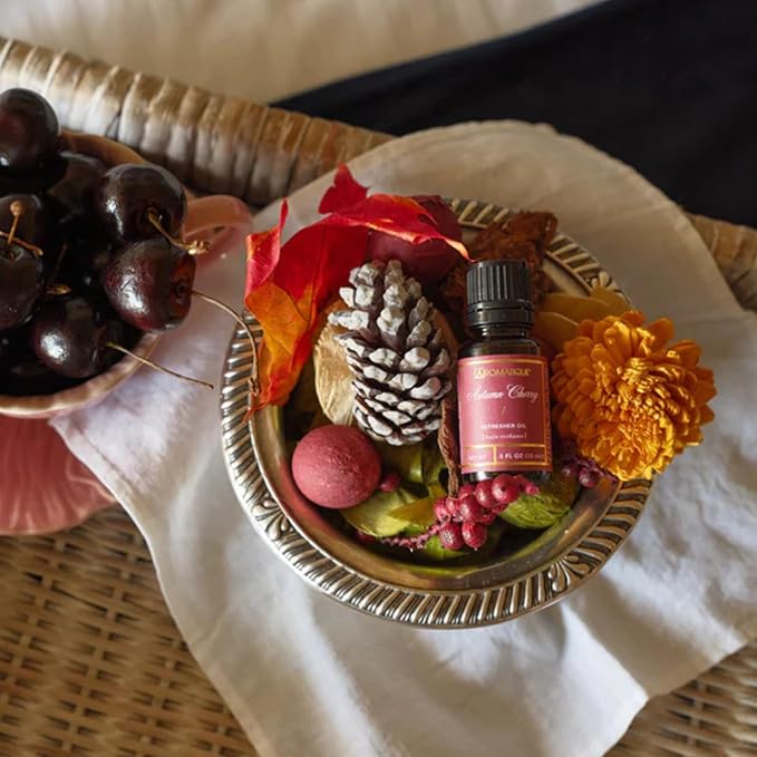 Aromatique Autumn Cherry Scented Potpourri Bag 7.5oz - Decorative Home Fragrance Decor Sachet Dried Flowers Botanicals, Long Lasting Room Air Freshener Deodorizer Catchall Bowl Filler Decoration Gifts