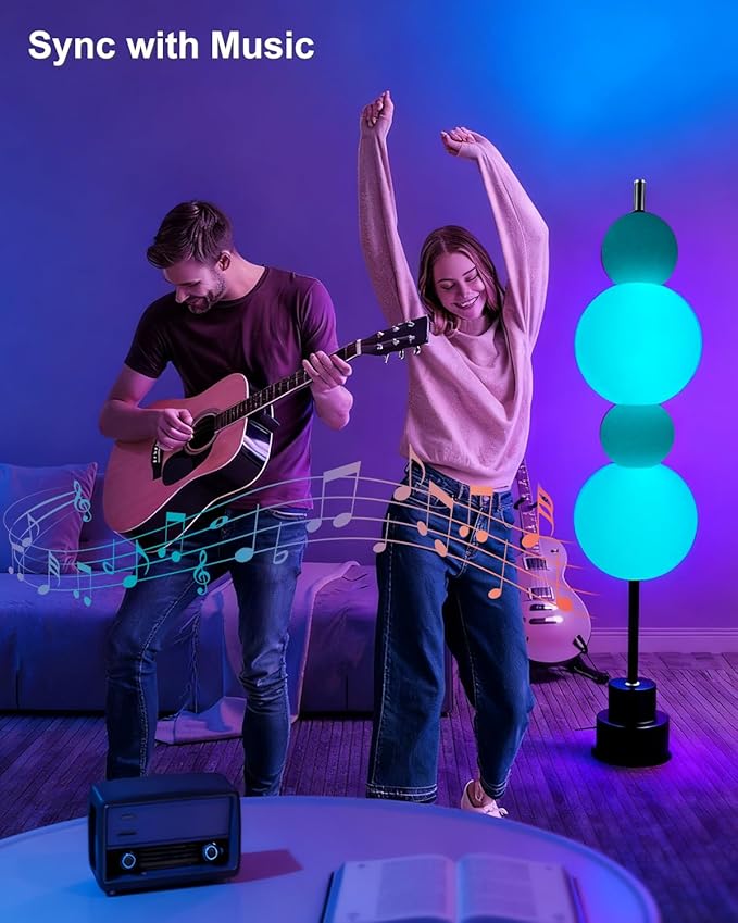 Lightdot RGB& 3000K Floor Lamp with Touch Control, Dimmable Colors Temperature, Globe Modern Floor Lamp with Smart Bulb Included, Blue Standing Lamps for Living Room/Sofa Beside/Corner Decor