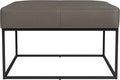 Homepop Decorative Large Square Black Metal Ottoman | Ottoman Stool for Living Room & Bedroom | Decorative Home Furniture (Pewter Gray Faux Leather)