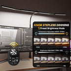Adjustable LED Desk Lamp – Stepless Dimming & Color Temp Remote Control, Eye-Caring 4 Large Bright Light Souce for Home Office, Flexible Neck, Clamp Base, 5 Lighting Modes for Reading, Computer, DIY