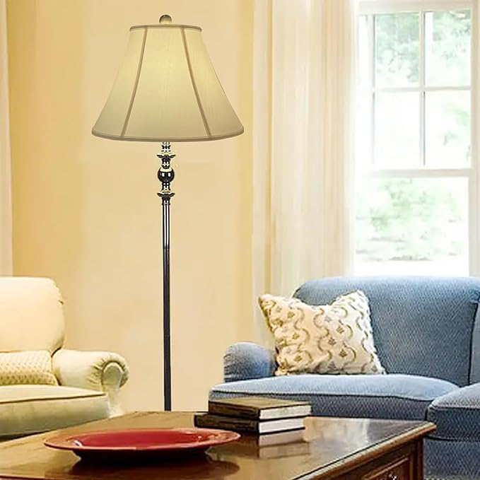 TOOTOO STAR Bell Lamp Shades, 7" x 15" x 10.5" Royal Style Spider LampShade or Table and Floor Lamps, Home Decor Beige Floor Lamp Table Lamp Shade