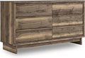 Signature Design by Ashley Darcalli Retro 6 Drawer Dresser with Easy Glide and Safety Stop, Brown