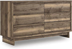 Signature Design by Ashley Darcalli Retro 6 Drawer Dresser with Easy Glide and Safety Stop, Brown