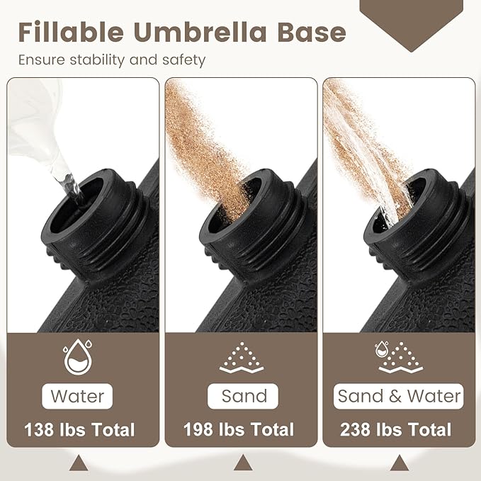 Giantex 4-Piece Fillable Offset Umbrella Base, 238 lbs Heavy Duty HDPE Cantilever Patio Umbrella Stand, Sand & Water Filled Weighted Base Plates, with 4 Connecting Pins for Outdoor Deck & Poolside