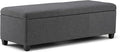 SIMPLIHOME Avalon Storage Ottoman Bench - 48 inch Wide Upholstered Linen Look Fabric Rectangular Lift-Top Ottoman in Slate Grey, Contemporary Storage Bench for Living Room with High-Density Foam