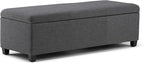 SIMPLIHOME Avalon Storage Ottoman Bench - 48 inch Wide Upholstered Linen Look Fabric Rectangular Lift-Top Ottoman in Slate Grey, Contemporary Storage Bench for Living Room with High-Density Foam