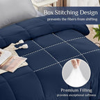 JOLLYVOGUE King Comforter Set, Ultra-Soft Bed in a Bag King Size 7 Pieces, Oeko-TEX Certified Bedding Set with Down Alternative Comforter, Sheets, Pillowcases & Shams, Navy Blue & Light Grey