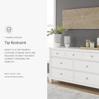 Signature Design by Ashley Fortman Casual Dresser with 7 Storage Drawers and Tapered Feet, Round Metal Knobs" Satin Nickel-tone, Wood, 36" High, White