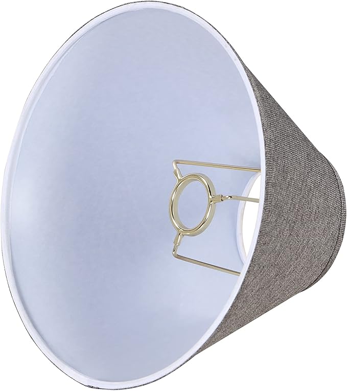 Aspen Creative 56027A, Hardback Empire Transitional UNO Lamp Shade, Dark Grey Burlap Textured Fabric, 4" Top x 10" Bottom x 7" Slant Height, Slip UNO 33mm