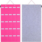 AROUY Sunglasses Organizer Storage, Hanging Wall Pocket Glasses Organizer - 25 Felt Slots Sunglass Organizers Holder Eyeglass Display with Sturdy Rope (Large, Rose)