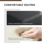 Black PU Cube Pouf Vanity Ottoman, Square Faux Leather Footrest Vanity Stool for Living Room, Bedroom, Kids Room, Comfy Floor Pouf for Home Decor