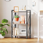 HOOBRO Bookshelf, 3-Tier Industrial Bookcase, Book Shelf Storage Organizer, Small Bookshelf with Metal Frame for Living Room, Bedroom, Home Office, Kitchen, Greige and Black BG71SJ01