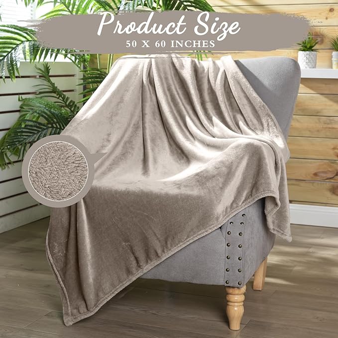 Tinideya 12 Pcs Flannel Fleece Throw Blanket Bulk 50 x 60 Inch Soft Fleece Blanket Warm Throw Blanket Coral Blankets for Couch Sofa Home Wedding Gifts Season (Camel Color)