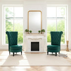 Royal High-Back Velvet Accent Chair for Vanity with Storage and Luxurious Upholstery, Retro Design and Versatile Usage for Living Room, Bedroom, Lounge and Office, Green