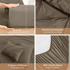 Sasttie King Size Comforter Set, 7-Piece Bed in a Bag, Pintuck Bedding Set for All Season, Includes Comforter, Flat Sheet, Fitted Sheet, Pillowcases and Pillowshams, Brown