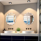 Bathroom Mirrors for Over Sink, Round Frameless Mirrors for Wall, 23.5x27.5 Inch Beveled Bathroom Mirror, Bathroom Vanity Circle Mirror for Bedroom Living Room Entryway Home Decor