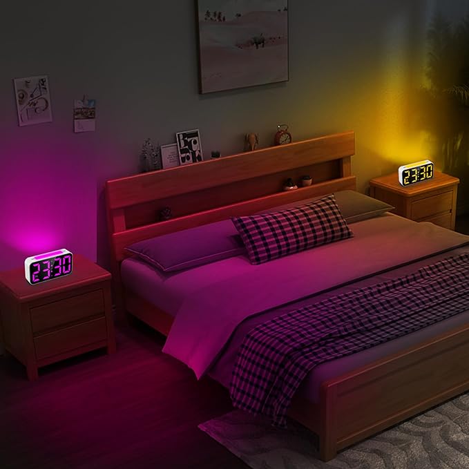 Loud Alarm Clocks for Bedrooms Heavy Sleepers, Digital Bedside Clock with Night Light, Large Display, Dual Alarm, Snooze, Dimmable for Kids Teens Boys Girls