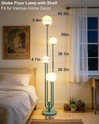 Lightdot Green Globe Floor Lamp 4-Lights Dimmable Floor Lamps 3000K Bulbs Included Unique Modern Standing Tall Lamp for Living Room/Bedroom