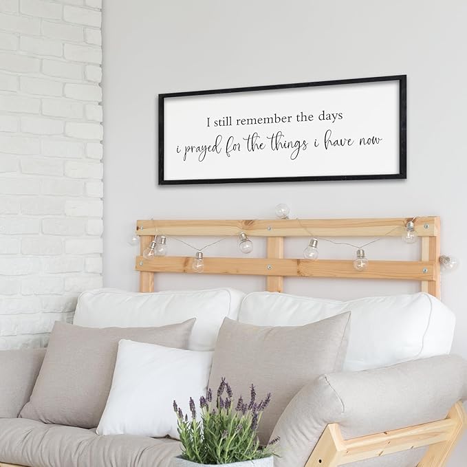 Surfapans Bible Verse Christian Wall Decor I Still Remember the Days I Prayed Sign 32"×12" Scripture Inspirational Quotes Living room Large Horizontal Religious Motivational Wall Hanging Art (Black)