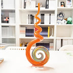 15" Tall Hand-Blown Murano-Style Glass Sculpture Statues Art Ornament Statue Figurines Home Decor Accent Piece Coastal Ocean Nautical Home Decor,Shelf,TV Stand,Tabletop Centerpieces,Wonderful Gift