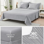 HYMOKEGE Light Grey Twin Comforter Set Seersucker 5 Pieces, All Season Luxury Bed in a Bag for Bedroom, Bedding Set with Comforters, Sheets, Pillowcase & Sham
