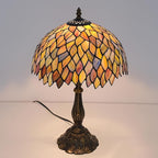 Tiffany Style Table Lamp Vintage Stained Glass Desk Lamp Mable Gradient Green Wisteria Bedside Reading Light Decor Bedroom Living Room Home Office D12 xH18