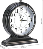 Retro Mantel Décor Desk Clock, 10-inch Vintage Table Clocks for Fireplace, Easy to Read Clocks for Living Room, Bedroom, Office, Desktop Decoration (Black)