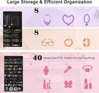 Hanging Jewelry Organizer for Closet, Double-Sided 48 Pockets & 8 Necklaces Holder Jewelry Hanging Organizer to Store Earrings, Necklaces, Bracelets, Rings